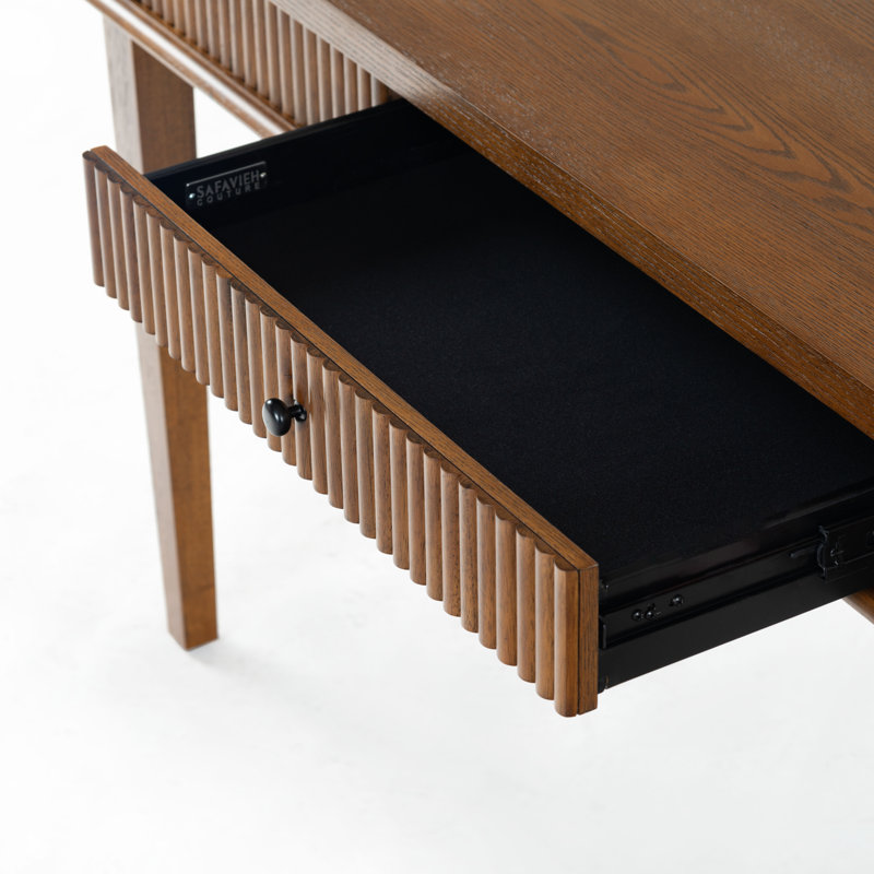 Shelbie 1 Drawer Reeded Desk, Medium Oak