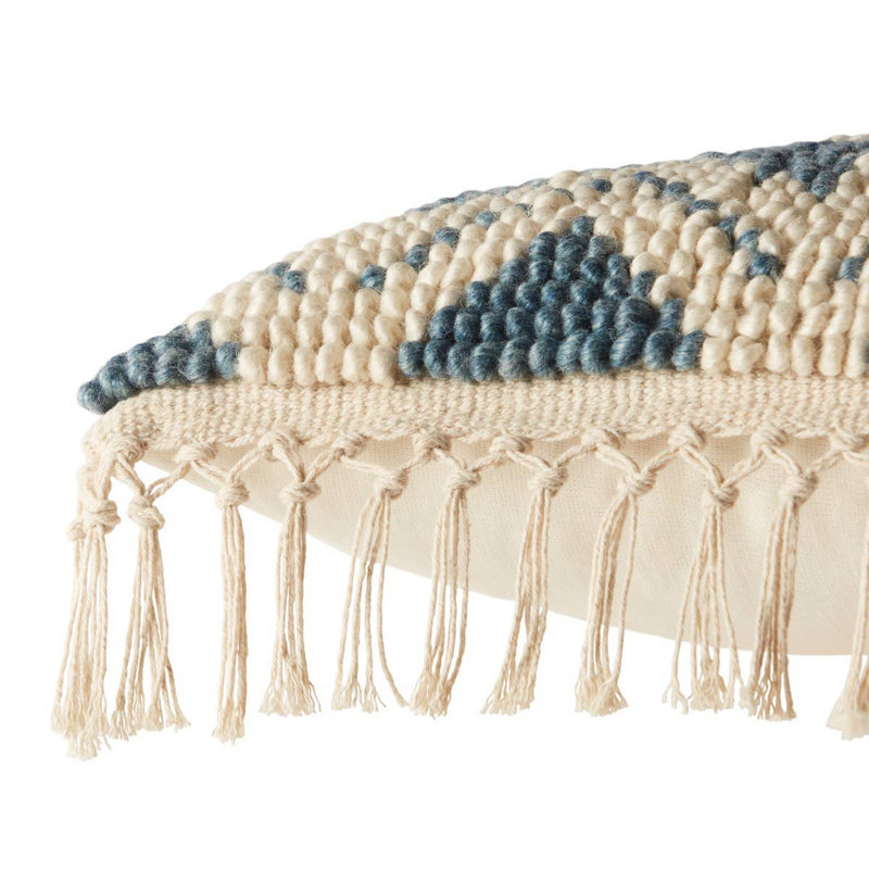 Coussin Oakleaf, Bleu / ivoire, Duvet