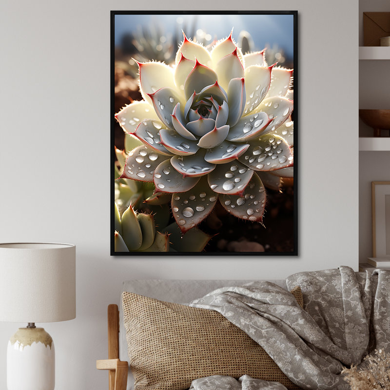 Cactus pêche - piqures de cactus, Cadre flottant noir, H 32 po x l 16 po x P 1 po
