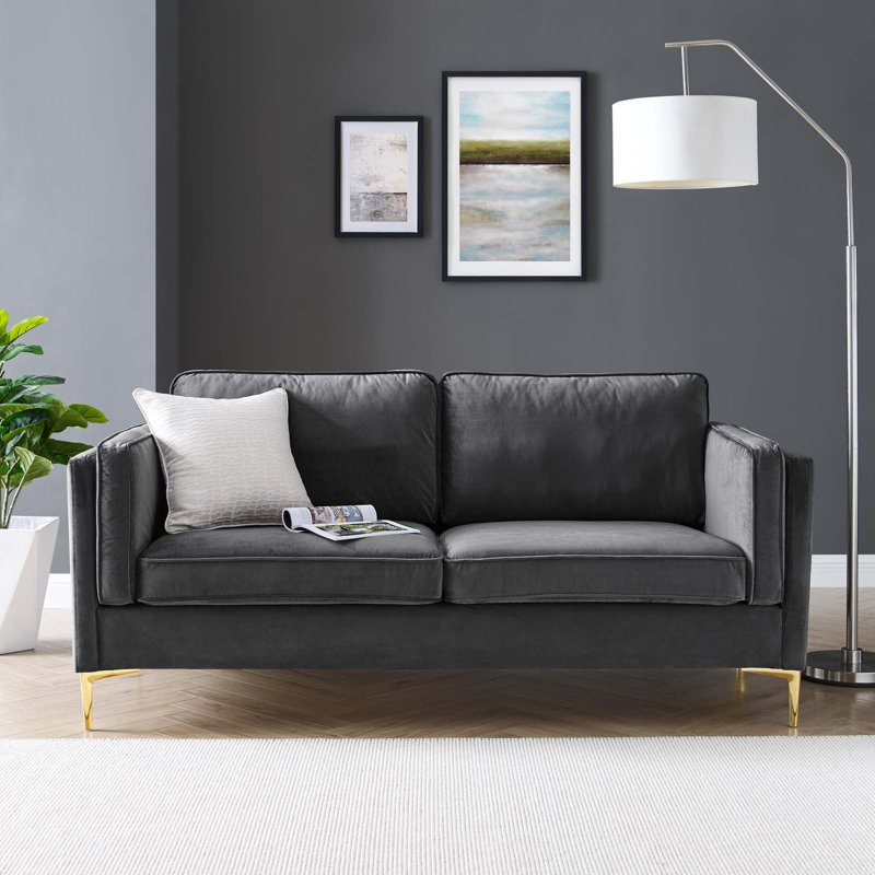 Canapé en tissu Kaiya, Velours gris foncé