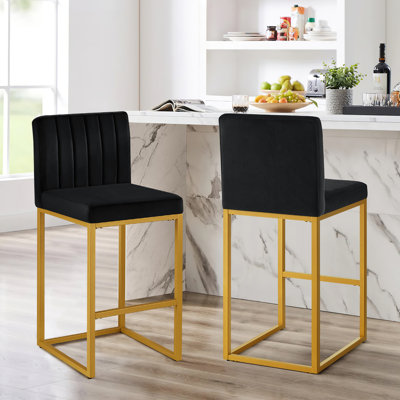 Upholstered Counter Stool with Metal Frame (Set of 2)