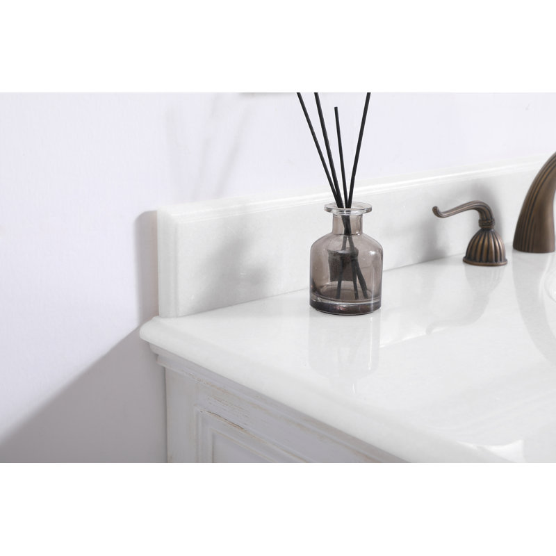 Ensemble de meuble-lavabo simple 42 po Angelique, Blanc antique, Blanc pur