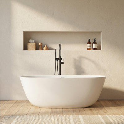 63'' x 31'' Freestanding Soaking Solid Surface Bathtub