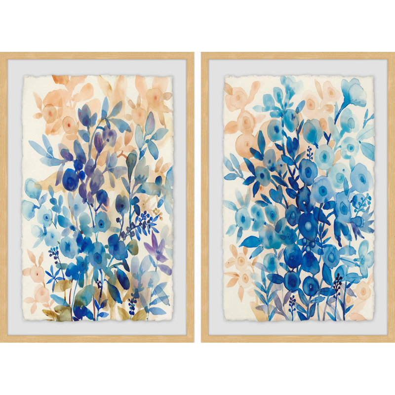 « the blues », ensemble de 2 reproductions de peintures à l’aquarelle encadrées, H 12 po x l 8 po x L 1,5 po