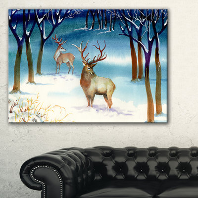 «Amazing Winter Forest with Deer», impression