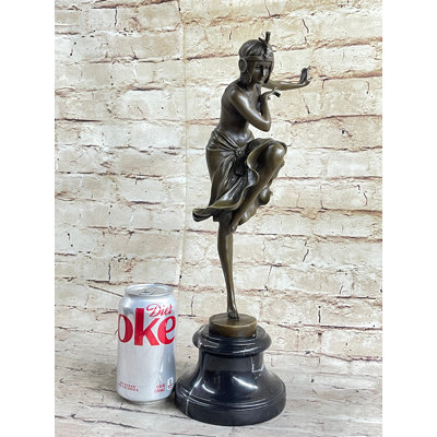 Sculpture Chiparus Art Deco, danseuse russe gitane, statue en bronze, base en marbre 15 po x 6 po