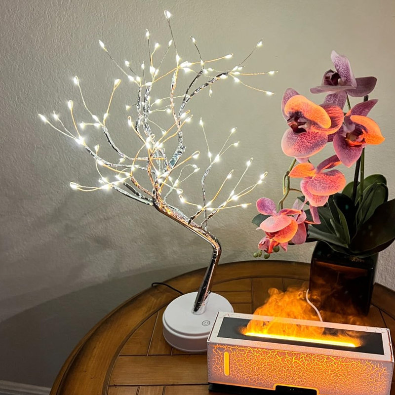 20" Sparkly Tabletop Bonsai Tree Light 108 LED Warm White Fairy Light Spirit Tree, DIY Artificial Twinkling Tree Lamp for Bedroom Desktop Festivals Room Decor, USB or Battery Powered Lights