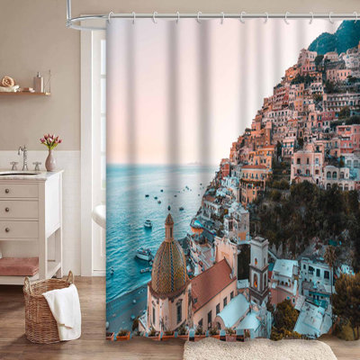 Côte, Italie, ville, bord de mer, été, coucher de soleil, architecture, plage avec 12 crochets