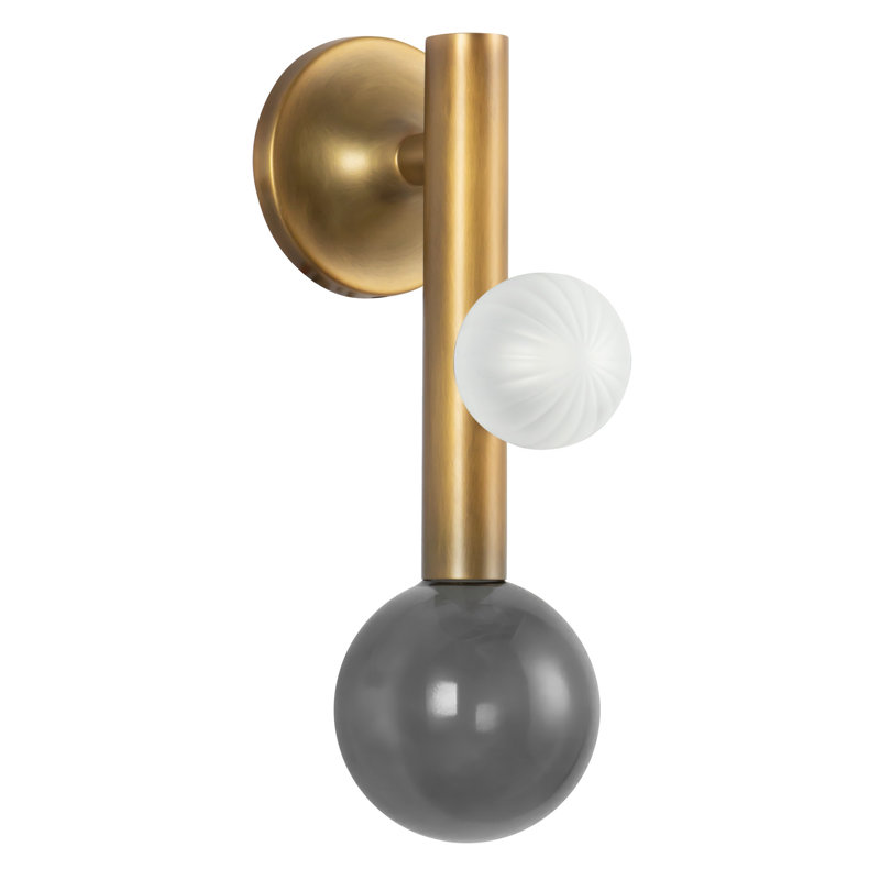 Martinez 1 - Light Armed Sconce, Vintage Brass/Smoked Glass