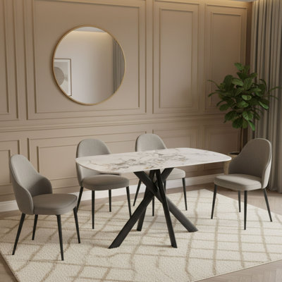 Dining Table with Stainless Steel Base