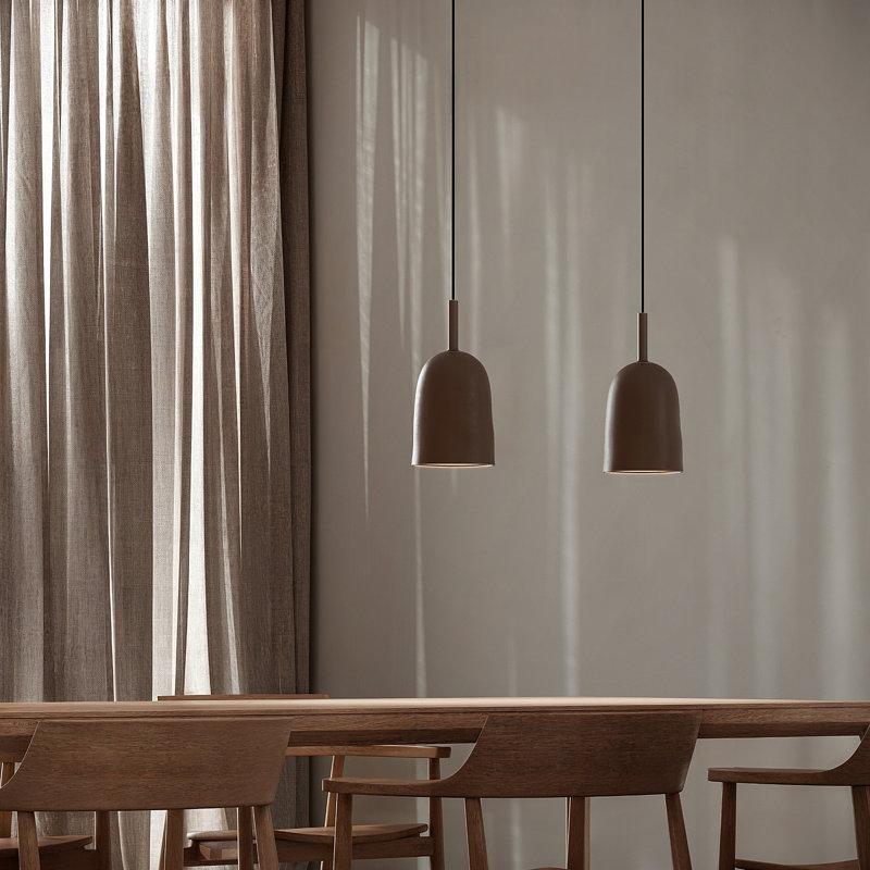 Vessel Pendant Light, 24" H x 14.5" W x 9" D, Walnut, Black