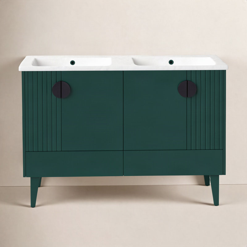 Ensemble de meuble-lavabo double 47 po Saimah, Vert, Noir