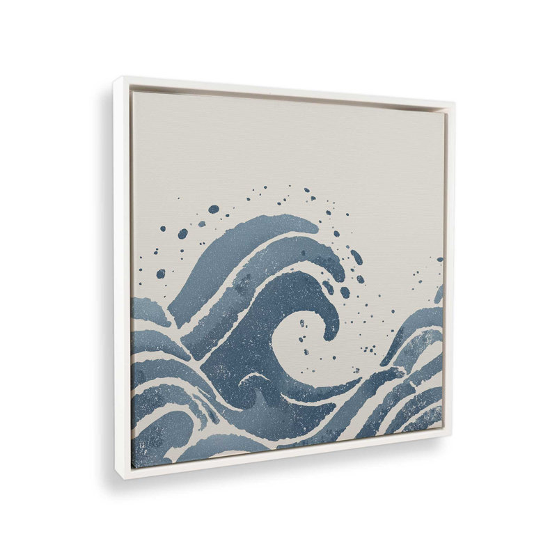 Ocean Whisper, Blanc opaque, Impression dans un cadre flottant sans passe-parto, H 12,75 po x l 12,75 po