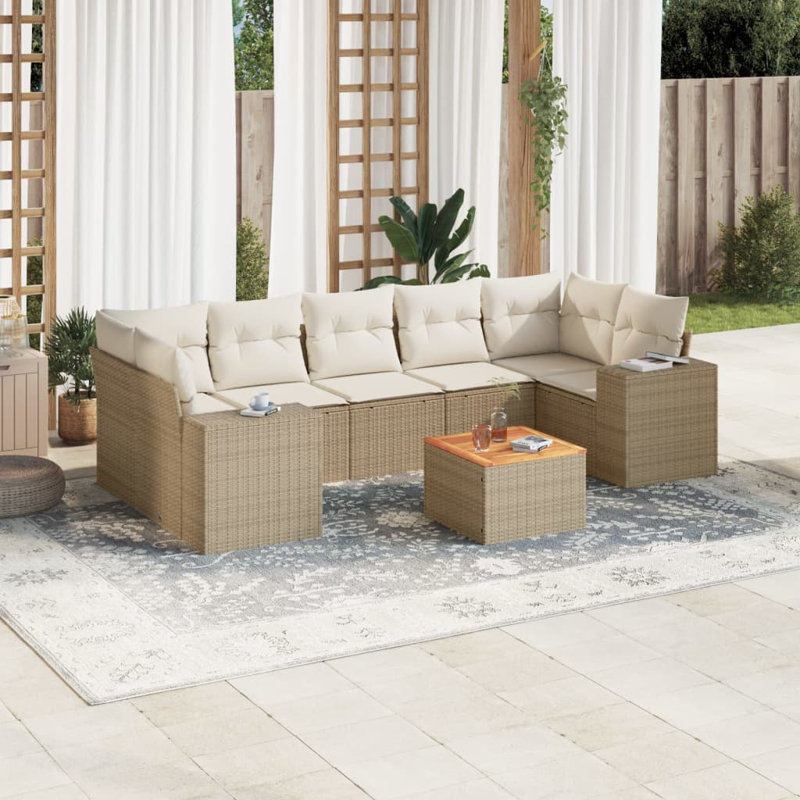 Vidaxl Garden Sofa Set Beige Poly Rattan Medium Modular
