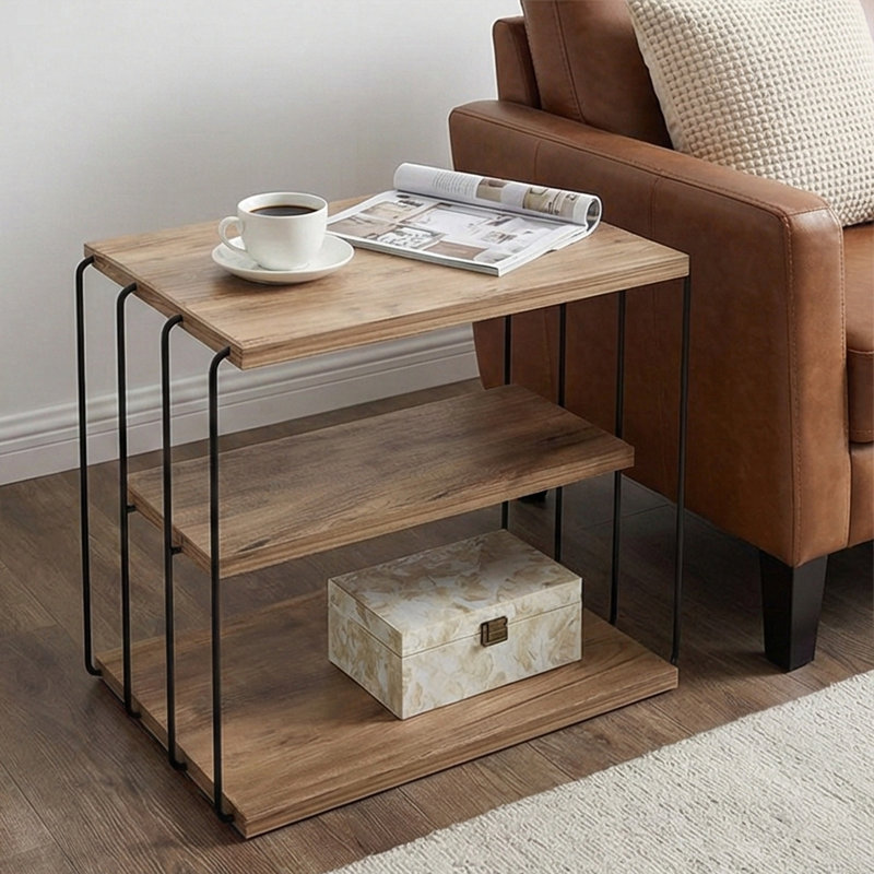 Table basse avec 3 tablettes, Gris anthracite