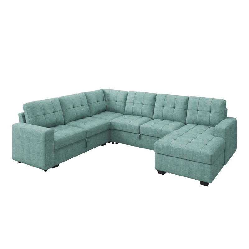 Latitude Run® U-shaped Sleeper Sectional Pull Out Sofa Bed With Storage ...