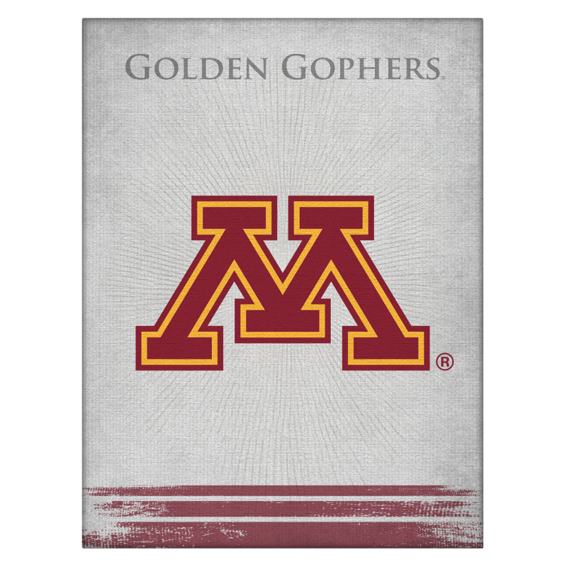 Impression sur toile tendue NCAA, Golden Gophers du Minnesota, H 15 po x l 20 po x P 1 po
