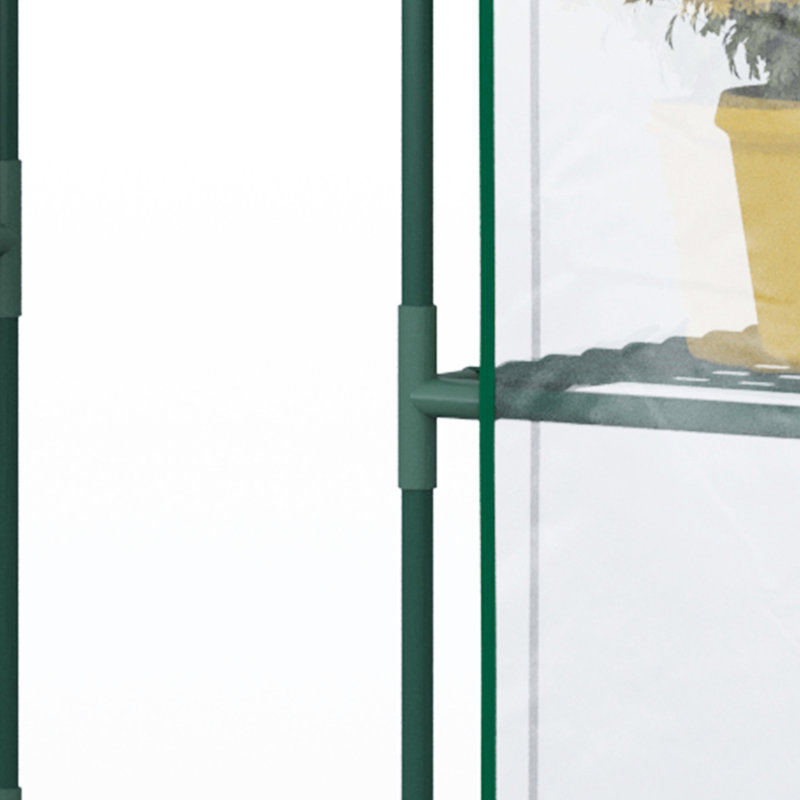 Ensemble de serre portatif, 5 pi x 2,5 pi 6,5 pi, 3 tablettes, couvercle patiné, maximise la capacité de production et l'efficacité des plantes de jardin en plastique