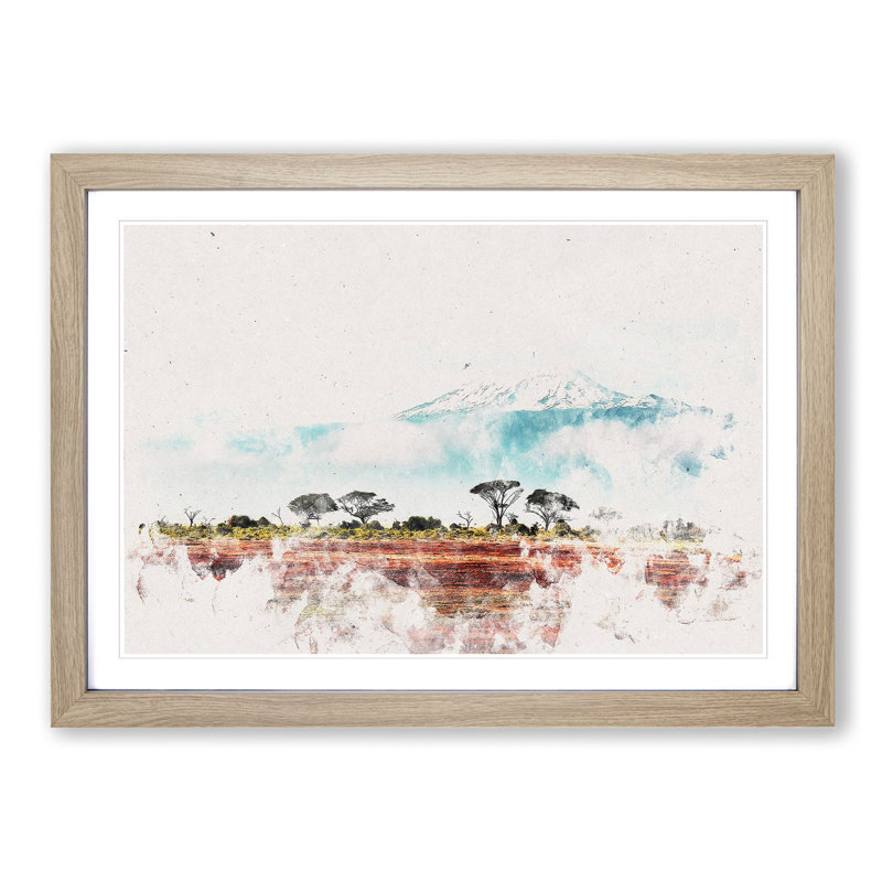Mount Kilimanjaro in Tanzania - Picture Frame Graphic Art Print, 62cm H x 87cm W x 2cm D, Oak Framed