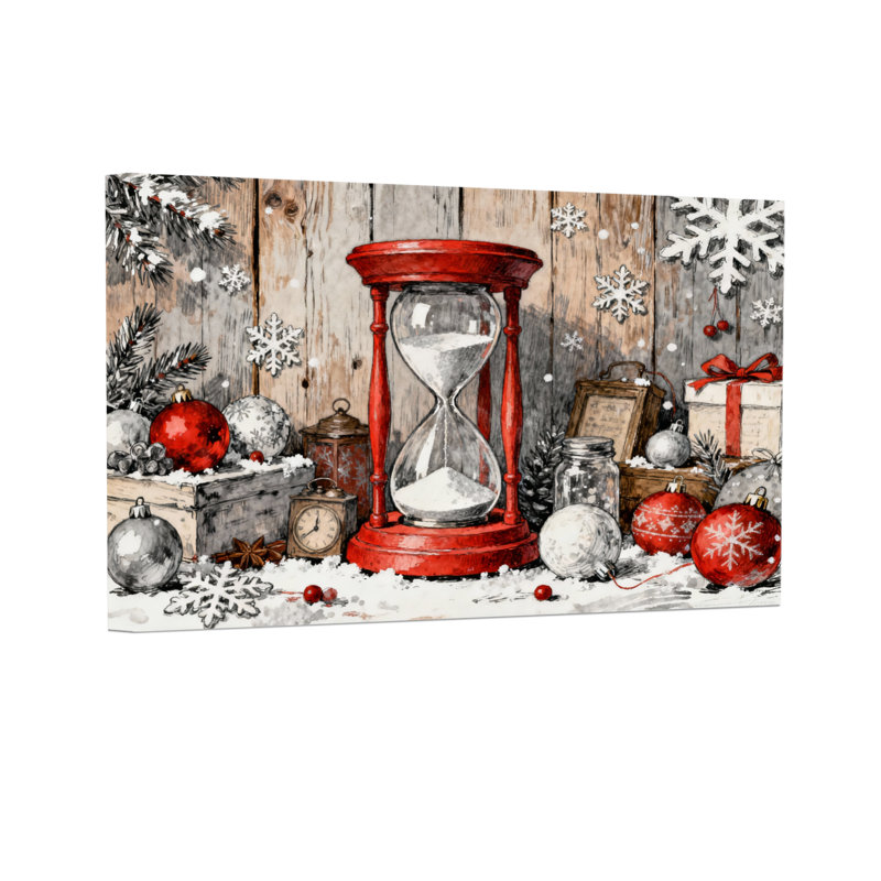 Décorations de Noël avec sablier et flocons de neige, H 20 po x l 30 po