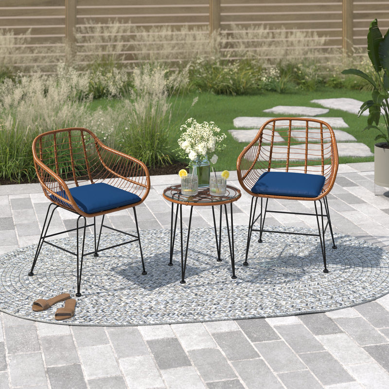Zulema Round 2 - Person 20" Long Bistro Set with Cushions