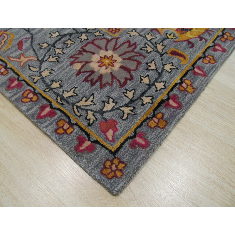 Tapis bleu en laine touffeté à la main Colleen, Rond 6 pi
