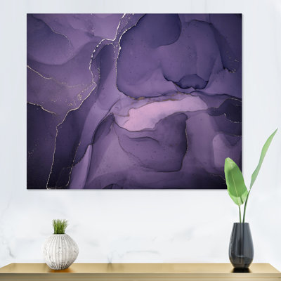 " Purple And Gray Marble Ink Clouds II "