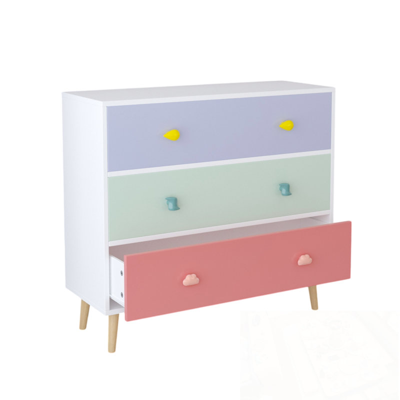Armoire de rangement à 3 tiroirs, Coloré