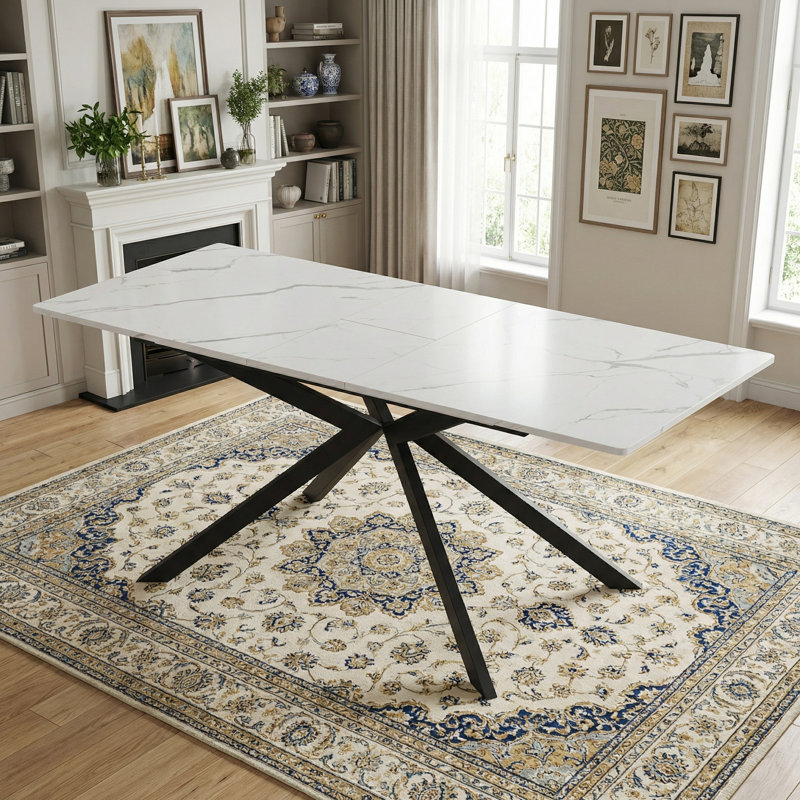 Extendable Metal Base Dining Table