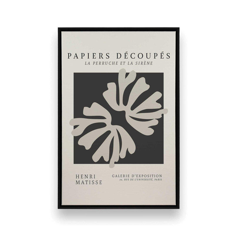 La Perruche de Matisse, H 18,75 po x l 12,75 po x P 1,75 po, Cadre flottant noir satiné
