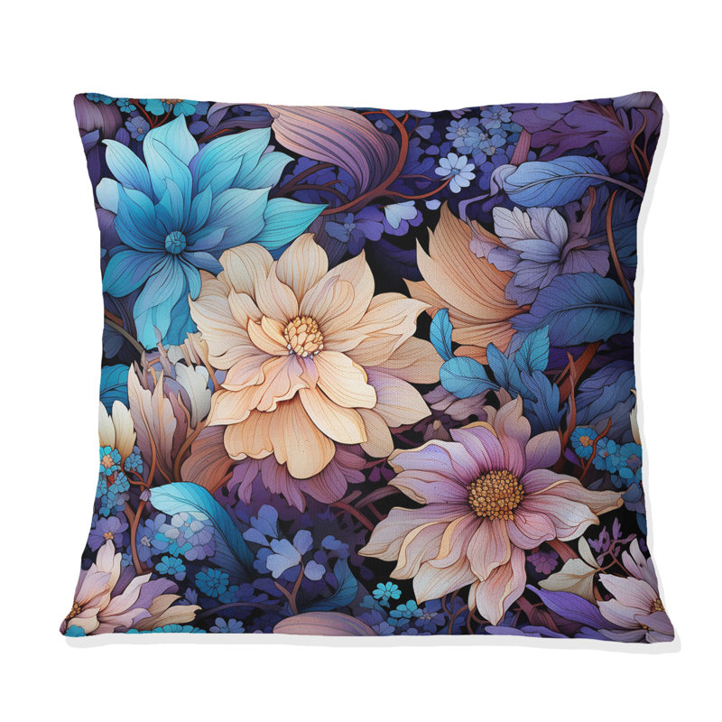 Coussin Celestial Blue Pivoines Stellar Pure I - Floral, H 16 po x l 16 po