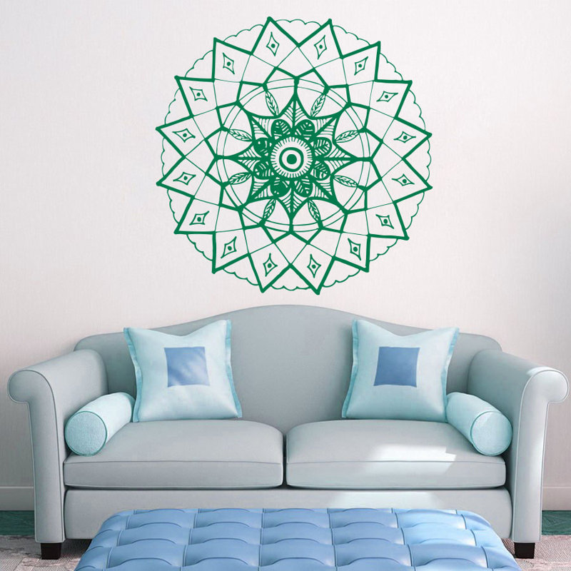 Adhésif décoratif mandala yoga, H 20 po x l 22 po, Vert