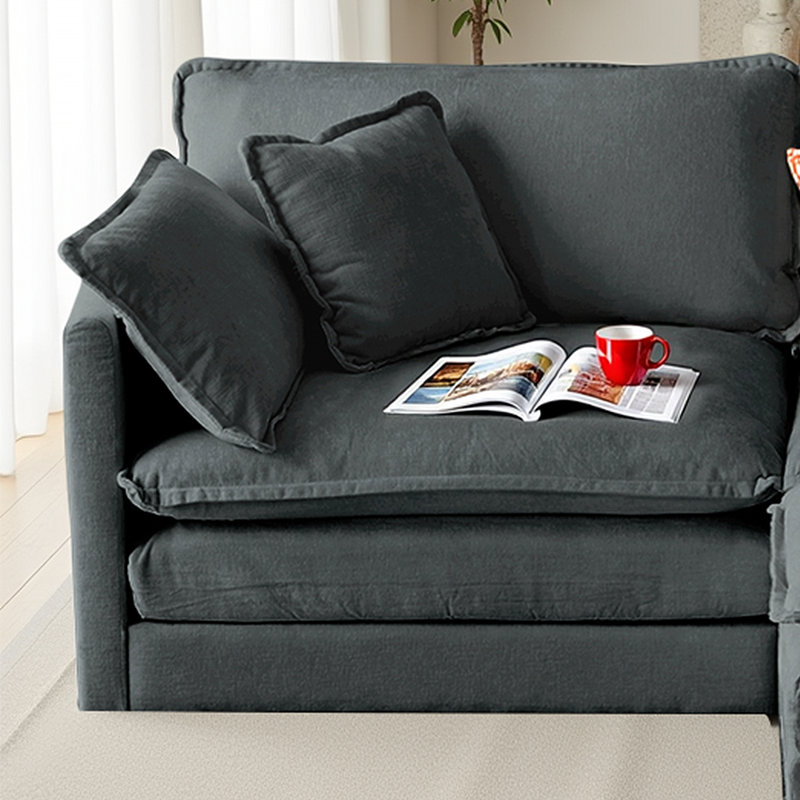 CloudHaven L-Shaped Chenille Sectional Sofa with Ottoman - 2-Seater Loveseat for Small Spaces, Breathable Fabric & Easy Assembly