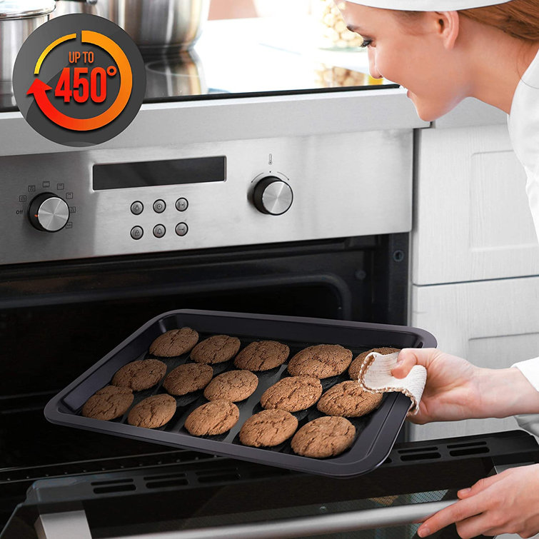 18-Inch Nonstick Baking Sheets & Cookie Trays for Oven, 3-Pack PFOA Free  Baking Pans Set, Black