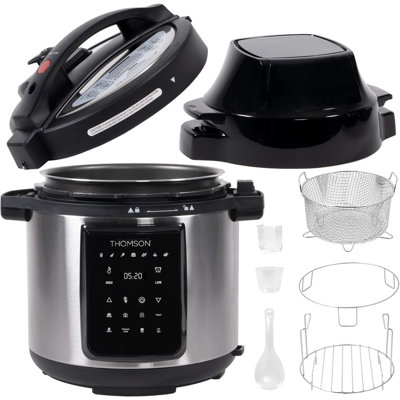 Pressure Cooker and Air Fryer with Dual Lid, Slow Cooker and More, Digital Touch Display