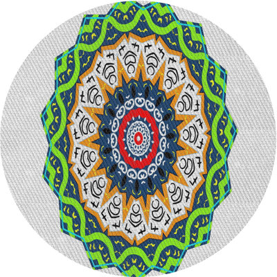 Tapis vert/bleu/gris tissé à la machine