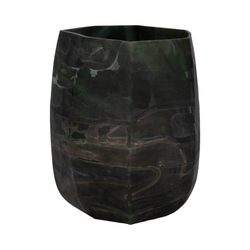 Vase en verre vert Orren Ellis Savu, H 15 po x l 11 po x P 11 po