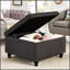 Grand repose-pieds de rangement carré avec pieds en bois, table basse capitonnée à boutons pour une utilisation polyvalente-1392269577