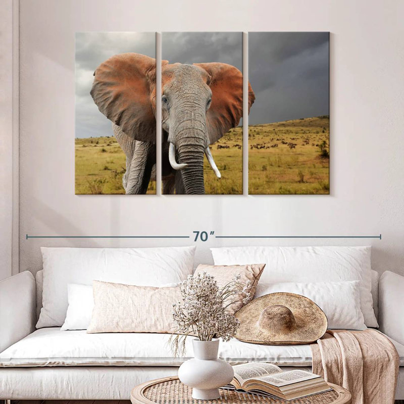 Éléphant d'Afrique, H 32 po x l 50 po