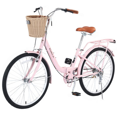 24 Inch Single Speed Folding Lady Bike , Durable Steel Frame,Compact Design for Easy Storage and Commuting