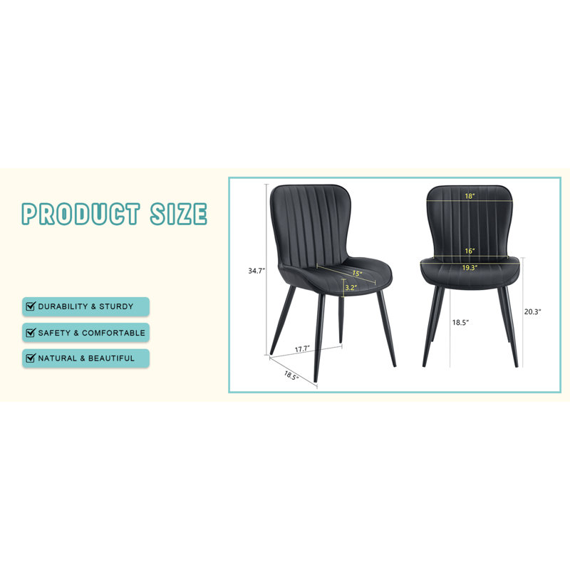 Ensemble de 4 chaises de salle à manger noires ergonomiques et minimalistes