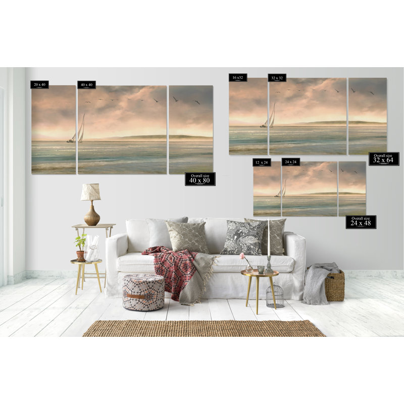 " Setting Sail " 3 - Pieces, 40" H x 80" W x 1.5" D