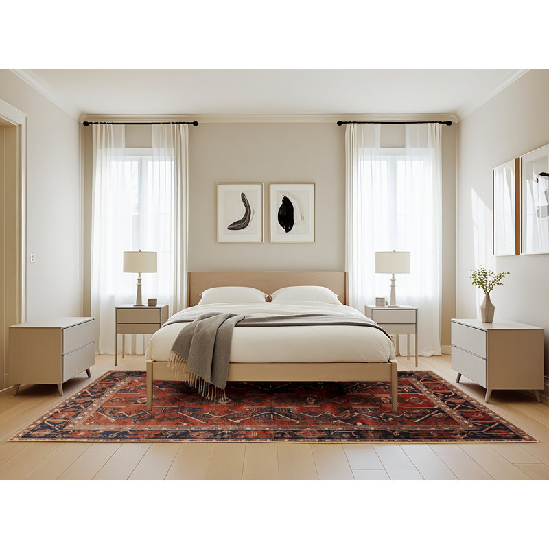 Machine Washable Persian Brown Area Rug, Rectangle 5' x 8'