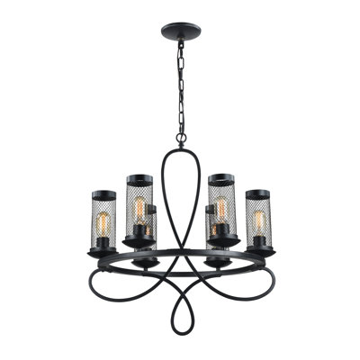 Kenosha 6 - Light Dimmable Wagon Wheel Chandelier