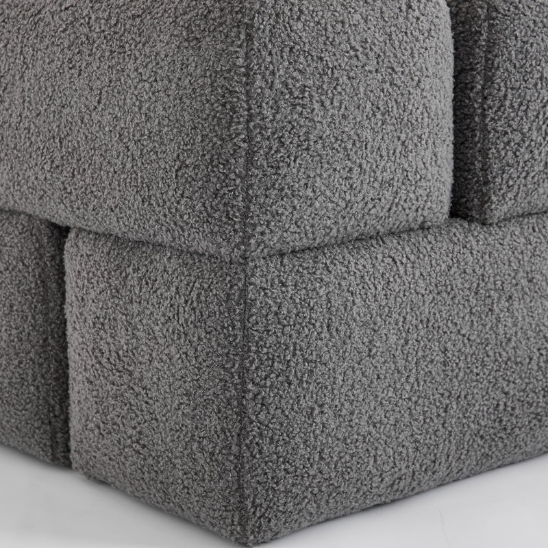 Repose-pieds en sherpa de 18,5 po Robertas, Gris