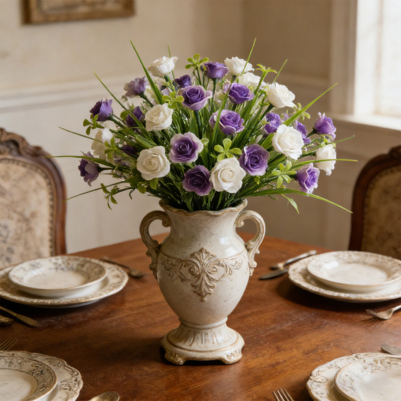 Fleurs artificielles Spring Grass Roses, Purple