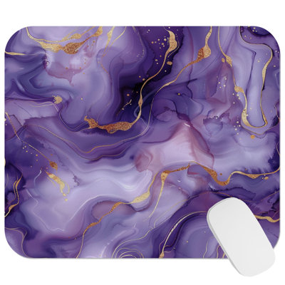 Abstract Purple & Gold Marble Geode XIII Crystals Geode Modern Gaming Cute Office Laptop Desk Pad Gift Mat Square Rectangle Non-Slip Mousepad