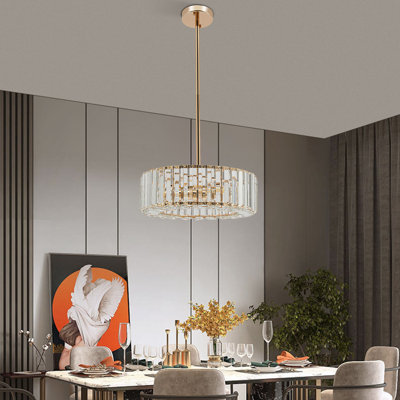 3 - Light Dimmable Drum Crystal Chandelier