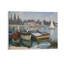Paysage de bateau Riverside, l 16 po x L 20, cadre en bois intégré