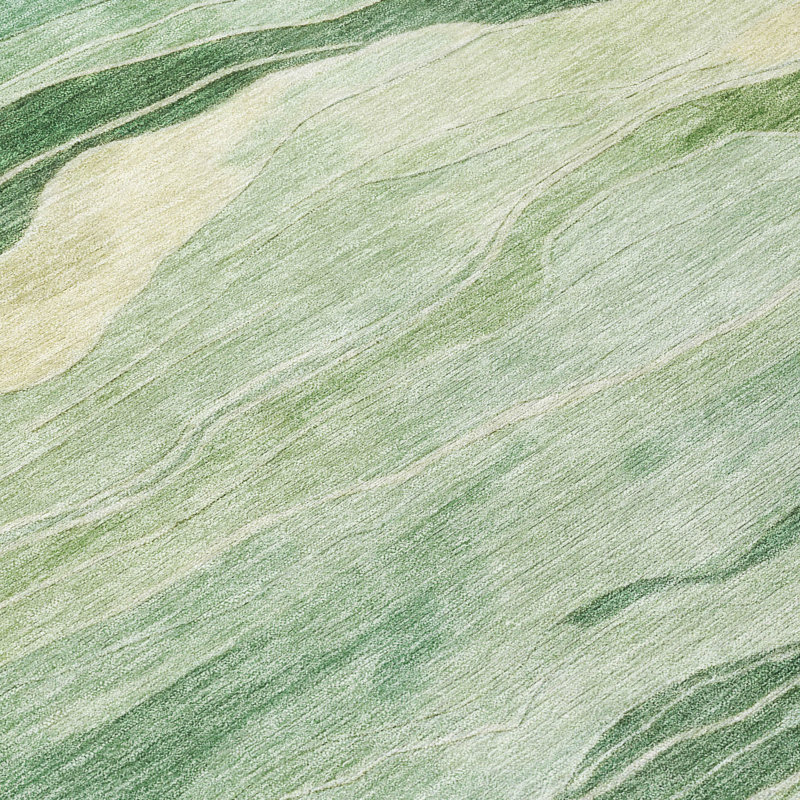 Green Striped Synthetic Washable Indoor/Outdoor Rug 46" x 30"